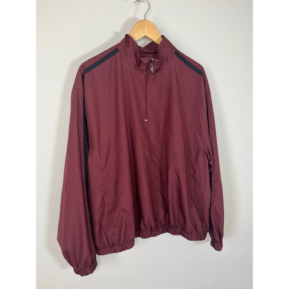 Champions Tour Mens Pullover Jacket Burgundy Black Stripe Quarter Zip Golf L - Picture 2 of 7